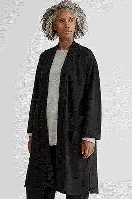 Long Black Cardigan with Gray - business outfit idea for women over 50