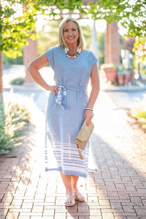 Breezy summer dress for women over 60: chambray shirt dress