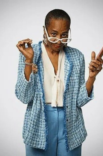 Blue Tweed Jacket with White Blouse - casual outfit for women over 60