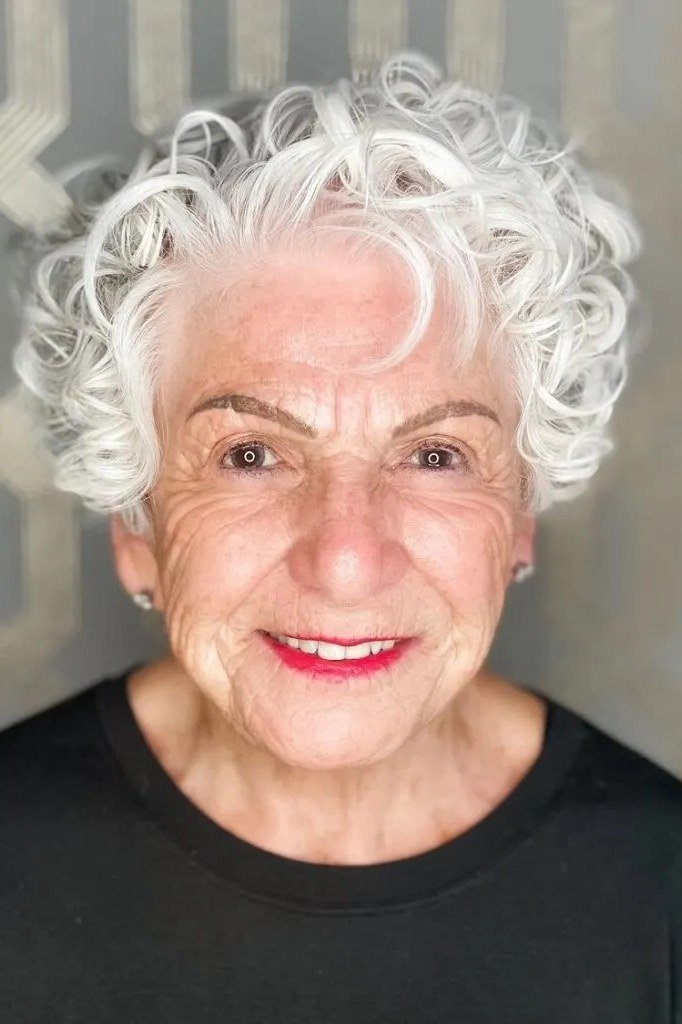 Snow-White Ringlet Bob for Women Over 60