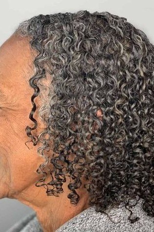 Dark Coily Side Profile for Women Over 60