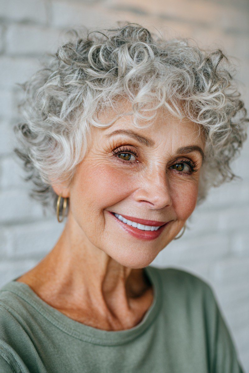 Brick-Wall Gray Bob for Women Over 60