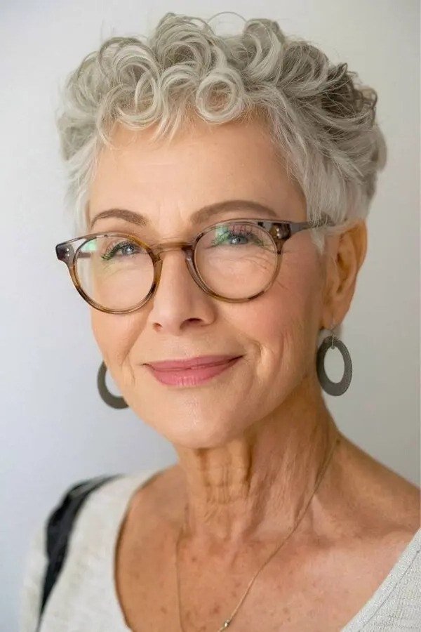 White Pixie with Glasses for Women Over 60