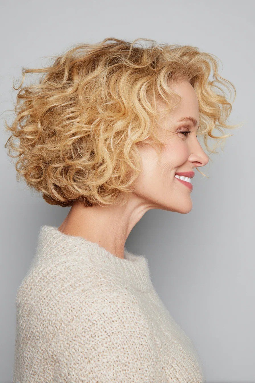 Cream-Sweater Blonde Bob for Women Over 60