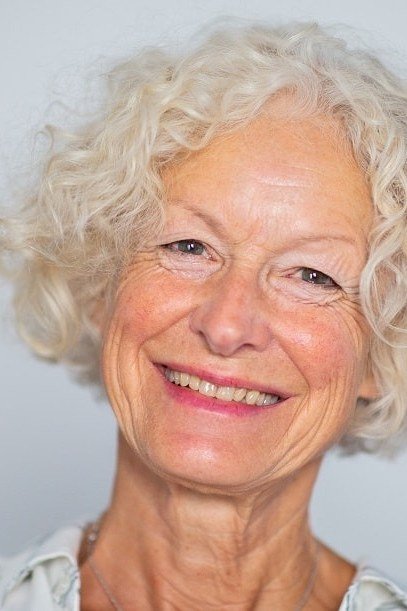 White Bob in Blue for Women Over 60
