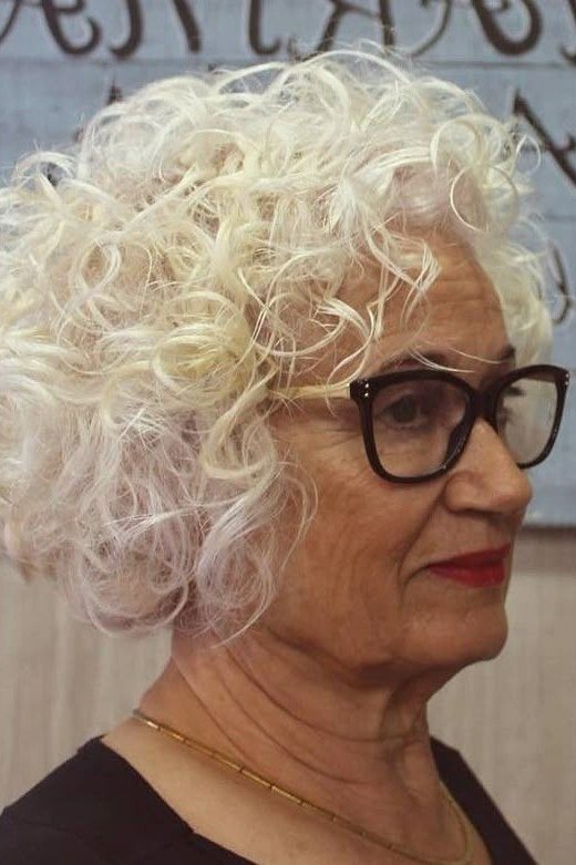 Snow-White Side Curls for Women Over 60