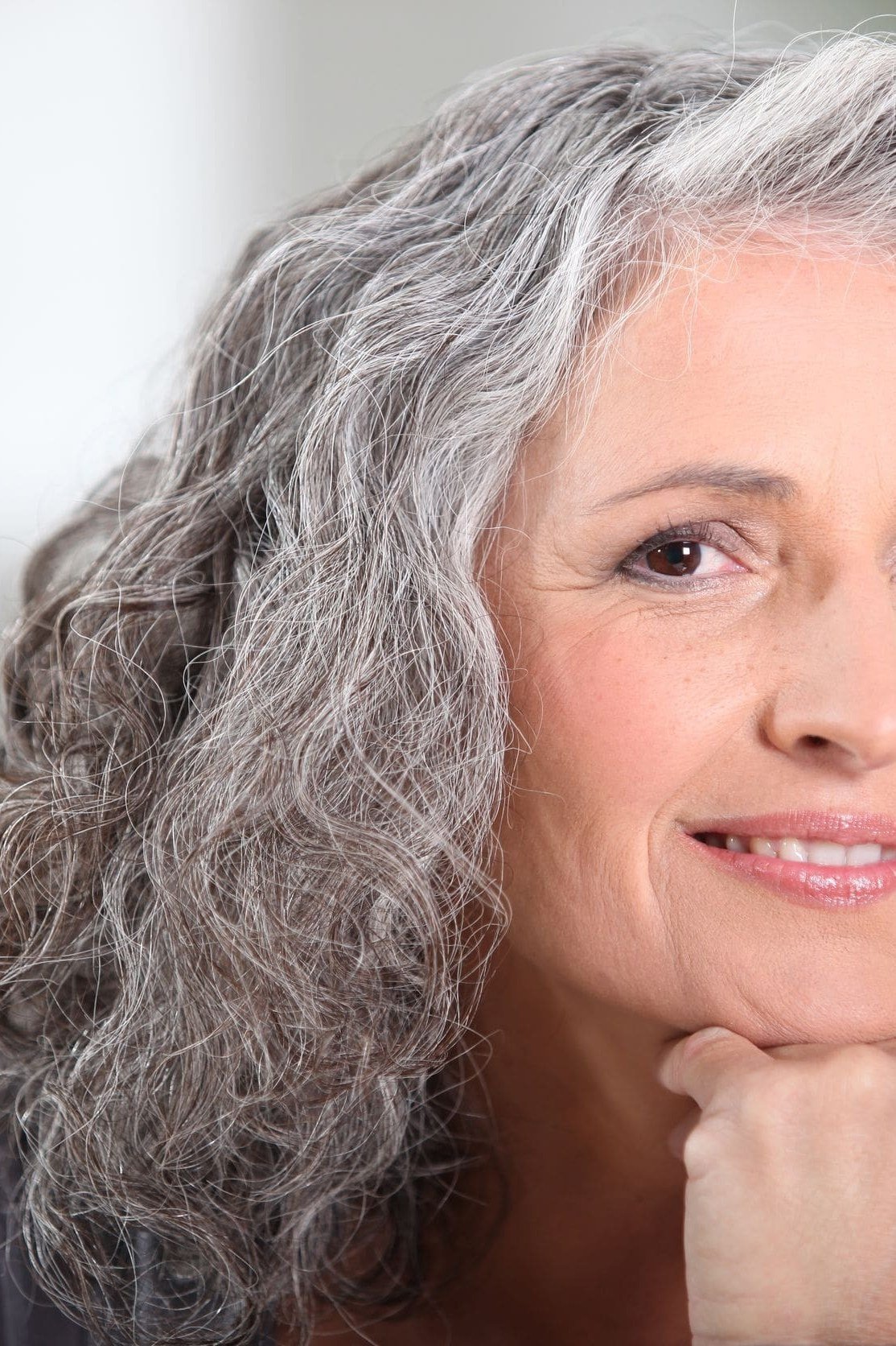 Long soft grey wavy hair for women over 70