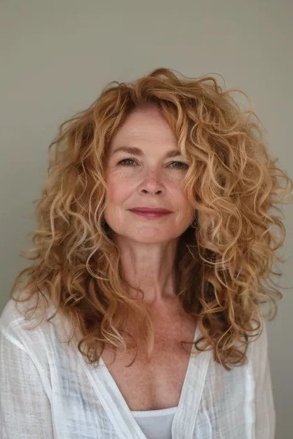 Long copper curls for women over 70