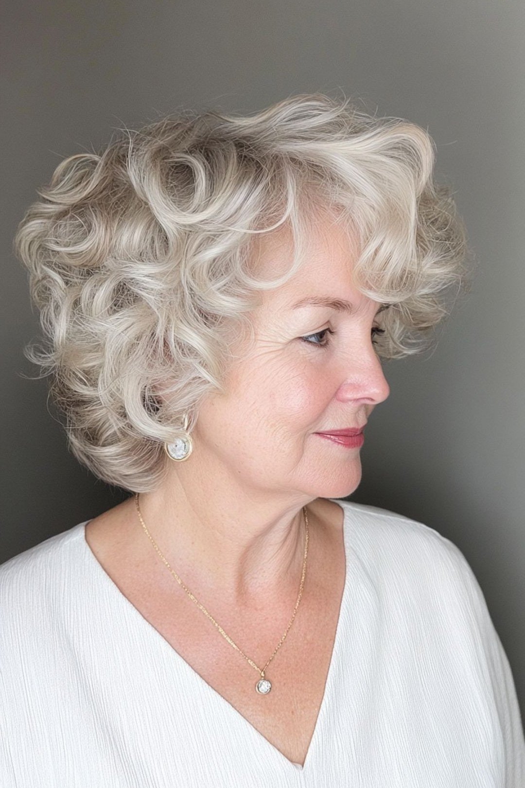 White short curly pixie for women over 70