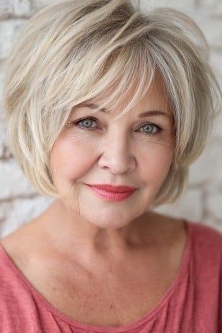 Blonde Choppy Bob with a Classic Shape for women over 50