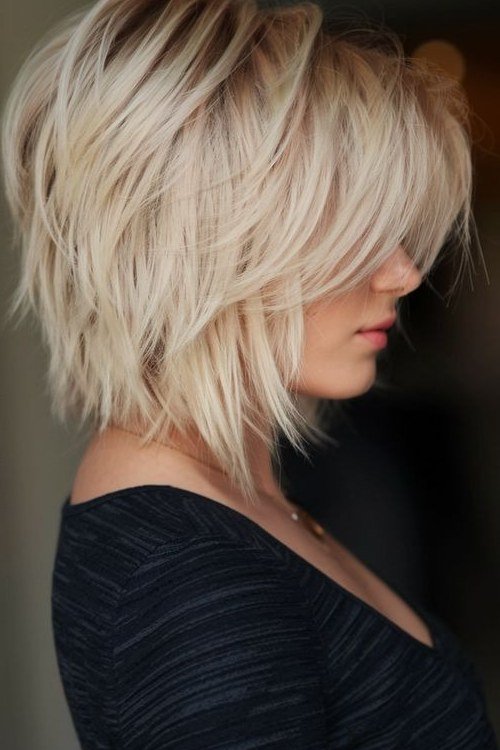 Blonde Choppy Bob with Piecey Sides for women over 50