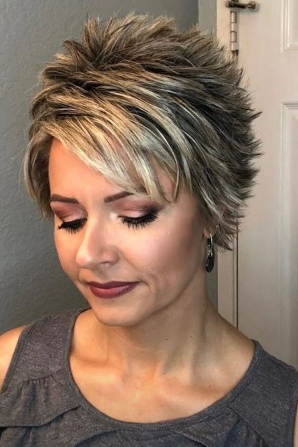 Dark Brown Choppy Pixie, a choppy hairstyle for women over 50