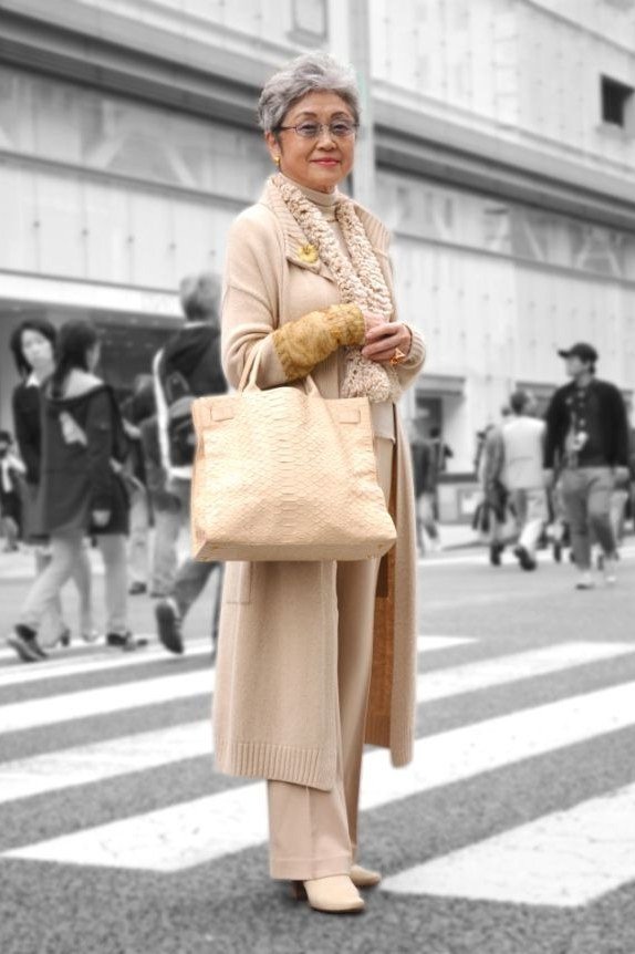 Beige Monochrome at the Crosswalk - classy outfit idea for women over 50