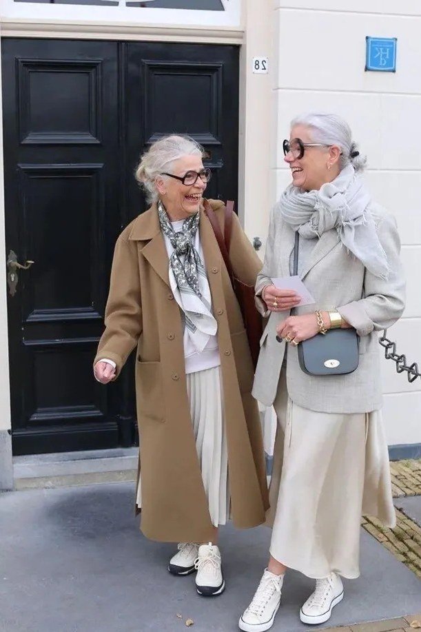 Cream and Camel Coats Duo - classy outfit idea for women over 50