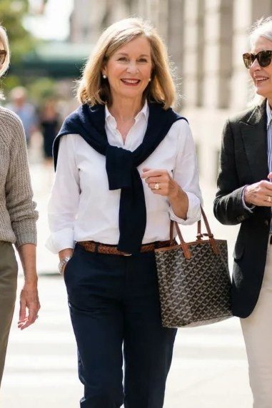 Three Friends in City Blazers - classy outfit idea for women over 50