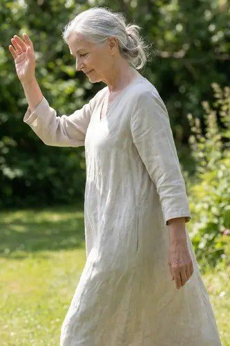 Cream three-quarter sleeve midi dress in garden