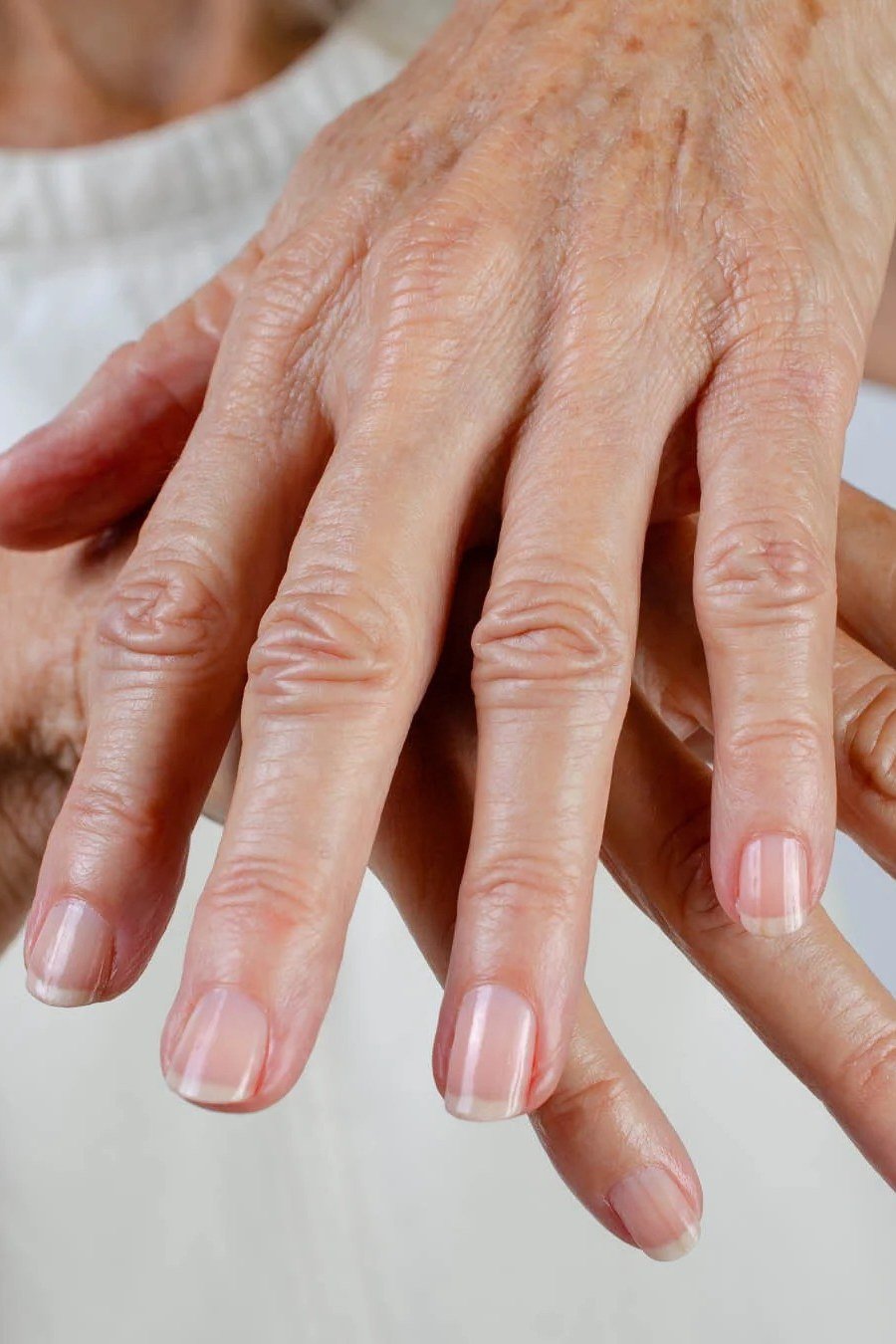 Sheer Nude Short Squoval Nails for women over 60
