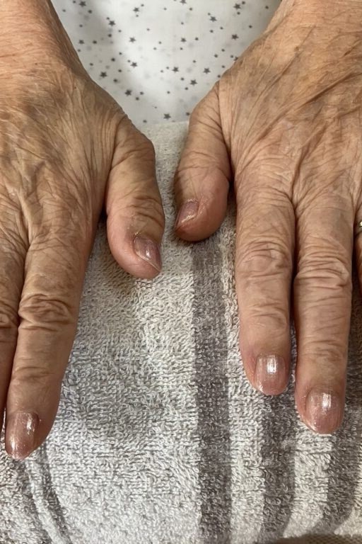 Sheer Nude with Tiny Shimmer Accent, Short Round for women over 60