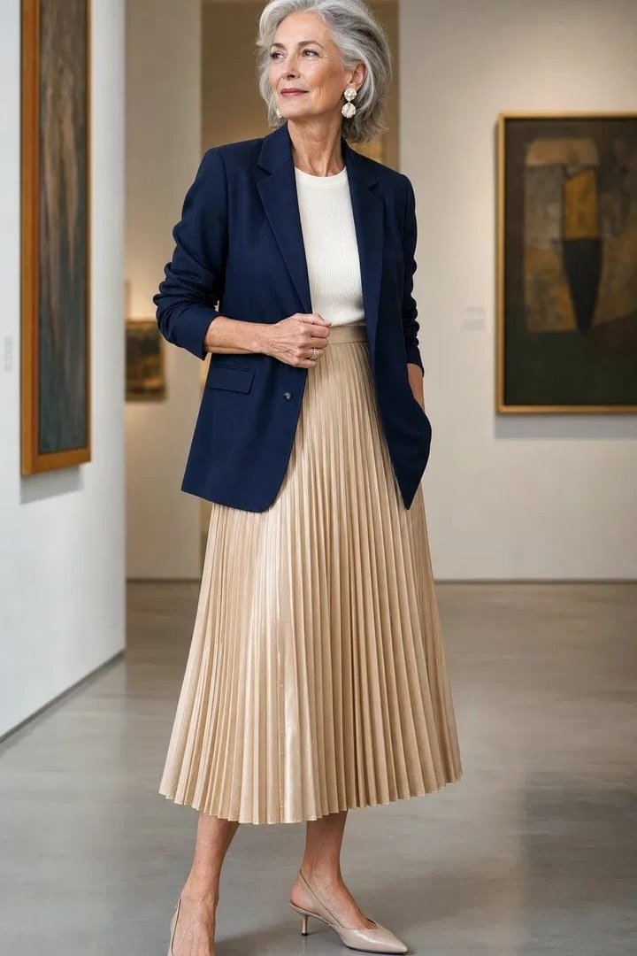 camel turtleneck with brown flared midi skirt and boots - classy skirt outfits for women over 60
