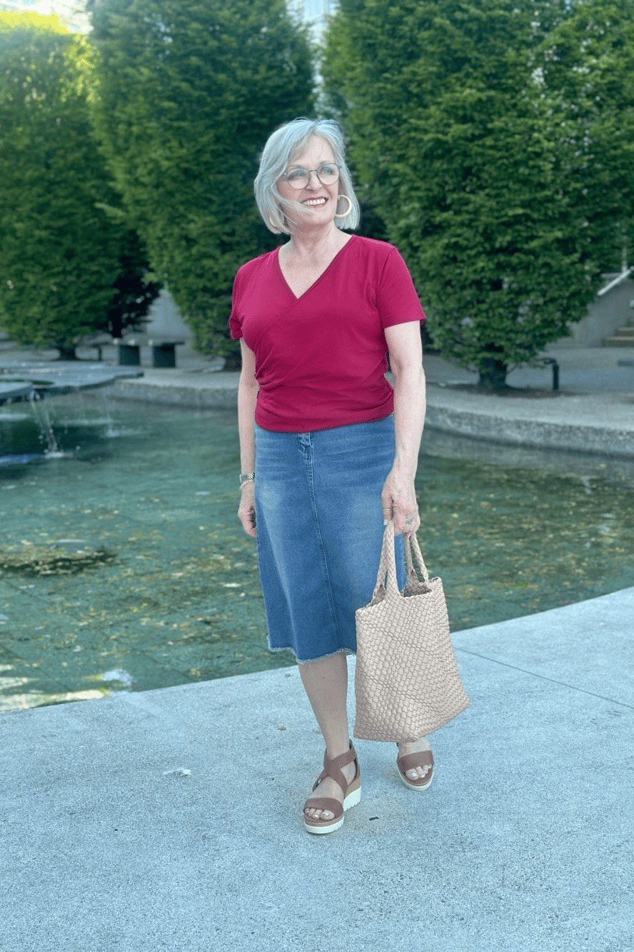 black turtleneck with grey midi skirt and boots - classy skirt outfits for women over 60