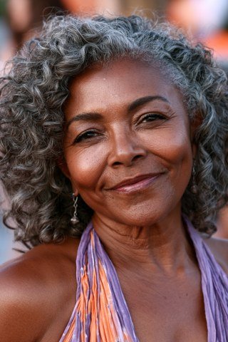 Medium gray curly hair for older women