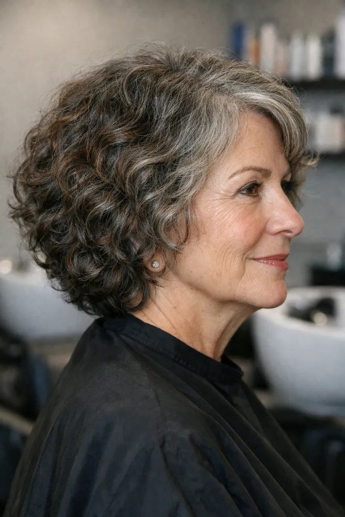 Salon fresh short curly crop for women over 60