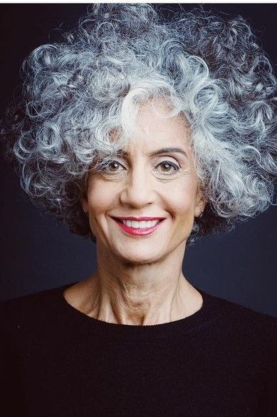 Maximum-Volume Curly Silver Bob - silver curly gray hairstyle for older women, idea 20