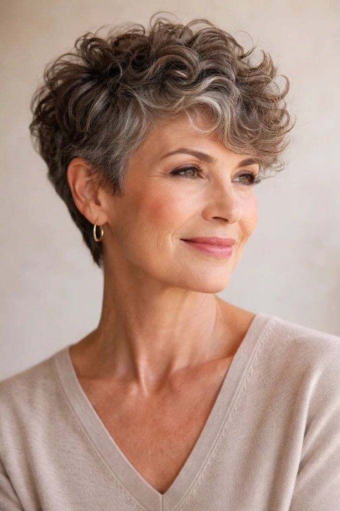 Short Gray Curly Crop - curly pixie haircut for women over 60 (idea 5 of 70)
