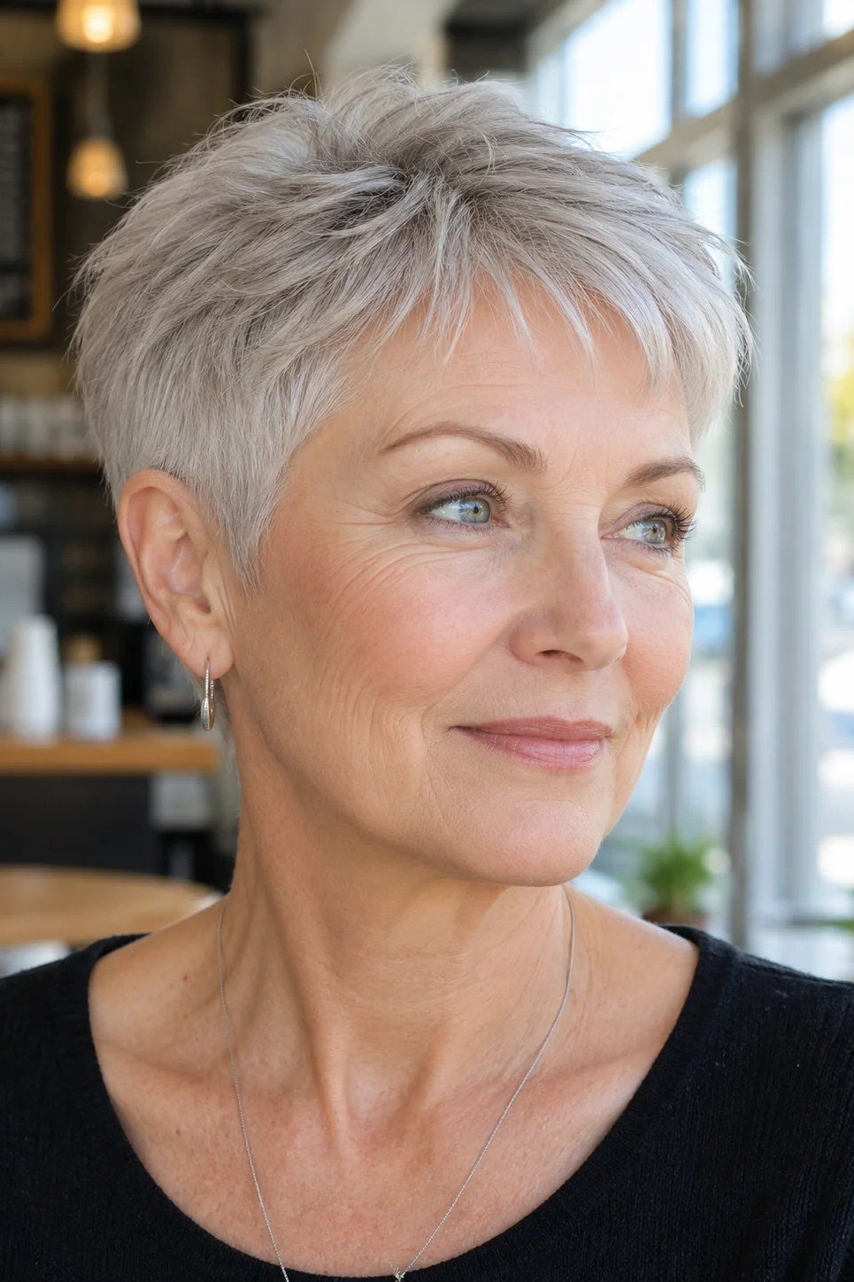 Short White Wavy Pixie - curly pixie haircut for women over 60 (idea 39 of 70)