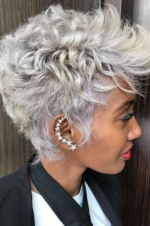 White Spiky Curly Pixie - curly pixie haircut for women over 60 (idea 69 of 70)