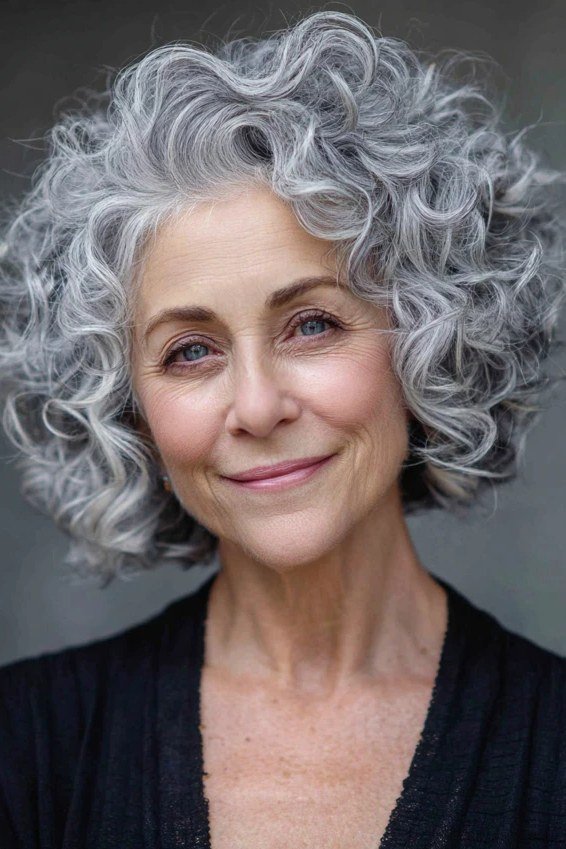 Classic Silver Shag for women over 60, front view