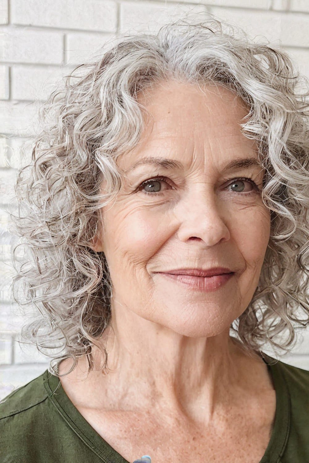 Everyday Grey Curly Shag for women over 60, front view