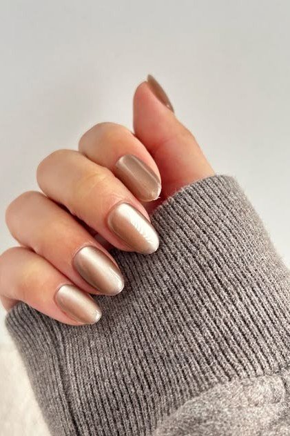 Champagne Velvet Square Nails, cashmere velvet nails for women over 50
