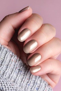 Champagne Velvet Squoval Nails, cashmere velvet nails for women over 50