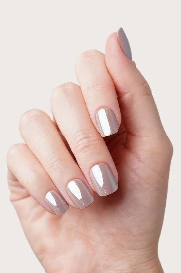 Taupe Chrome-Velvet Square Nails, cashmere velvet nails for women over 50