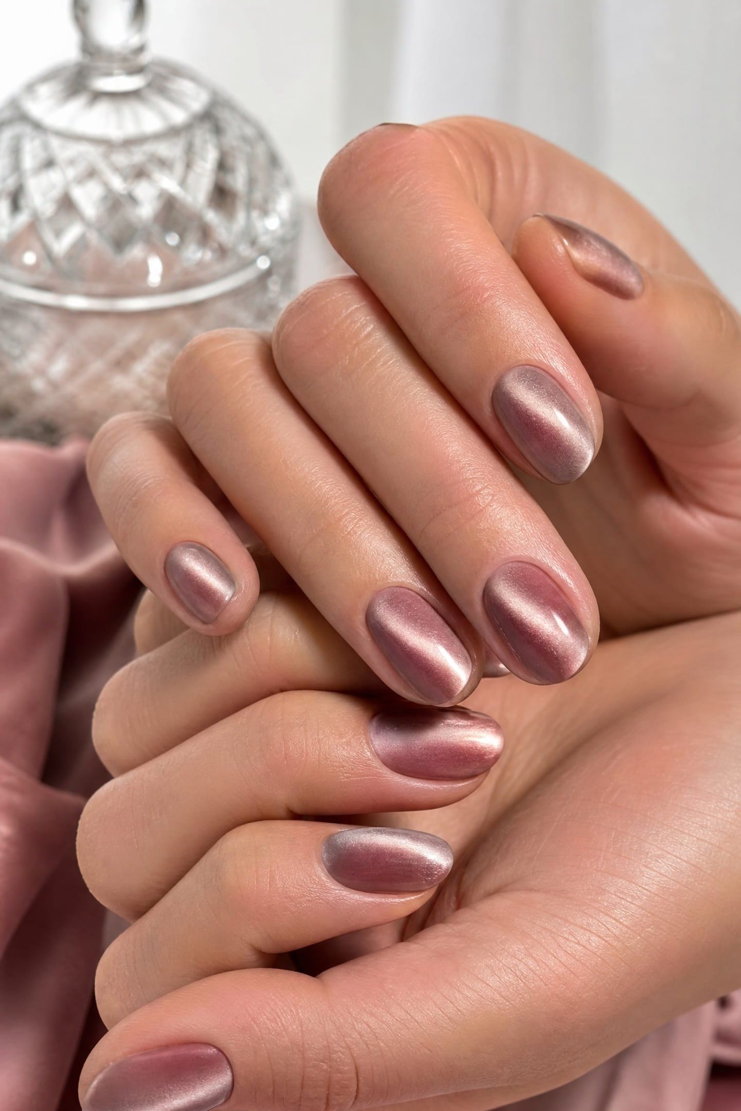 Burgundy Velvet Almond Nails, cashmere velvet nails for women over 50