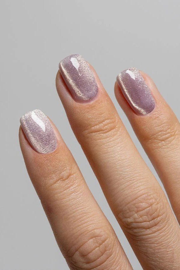 Lilac-Grey Velvet Square Nails, cashmere velvet nails for women over 50