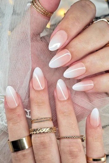 Blush Pink French Tip Almond Nails, cashmere velvet nails for women over 50