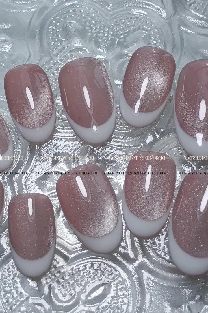 Taupe Velvet Press-On Nail Set, cashmere velvet nails for women over 50
