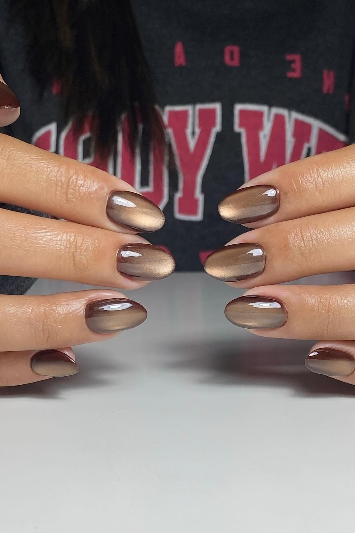 Taupe-Gold Velvet Round Nails, cashmere velvet nails for women over 50
