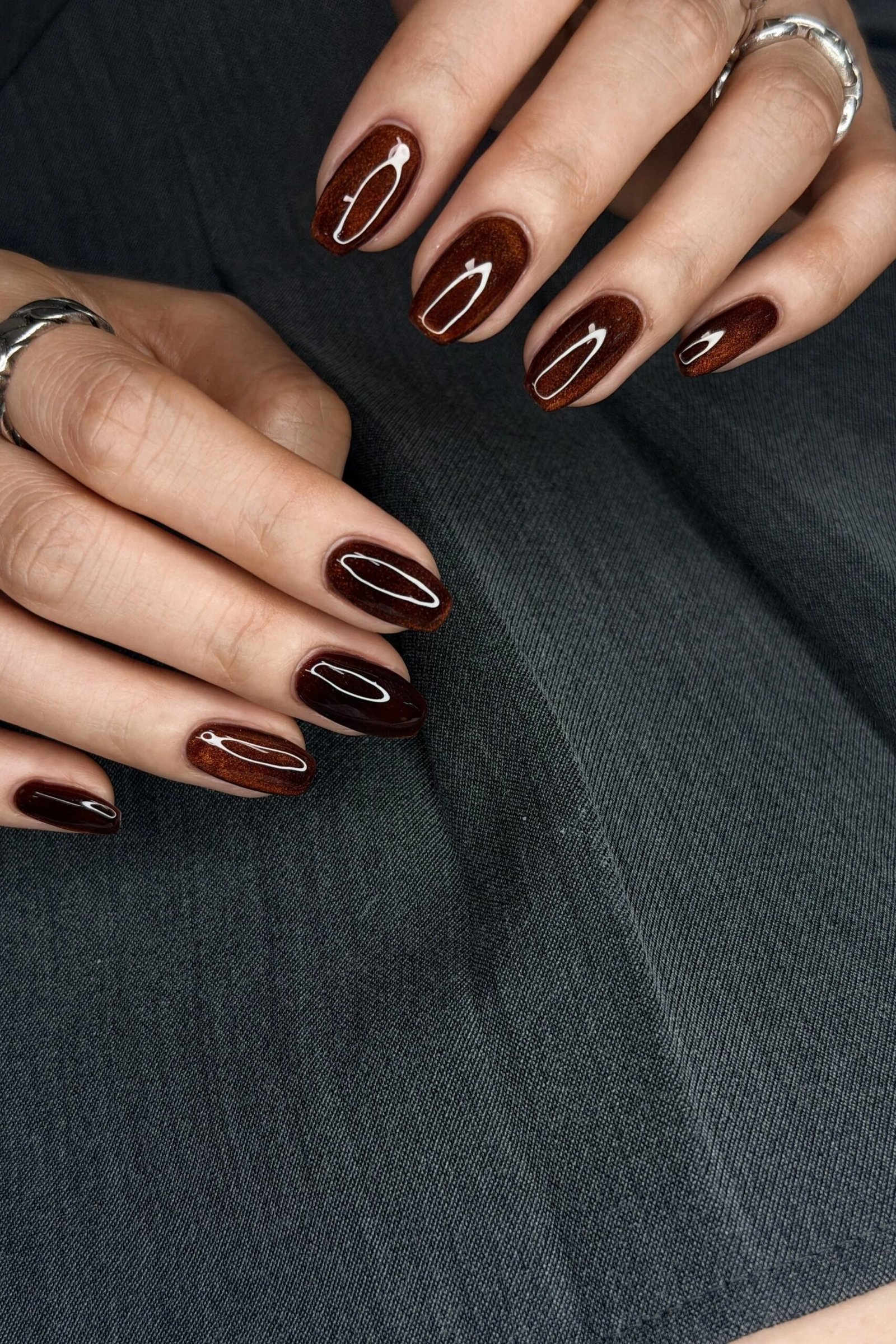 Dark Burgundy Velvet Round Nails, cashmere velvet nails for women over 50