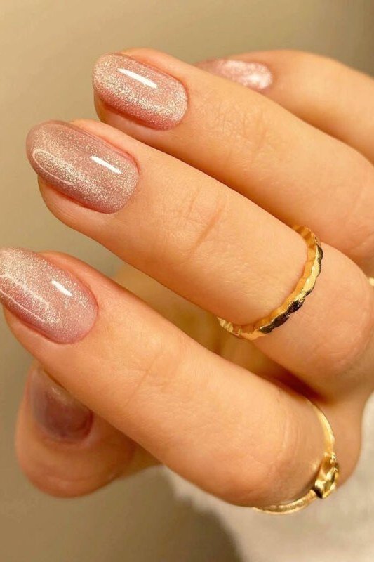 Nude-Pink Velvet Almond Nails, cashmere velvet nails for women over 50