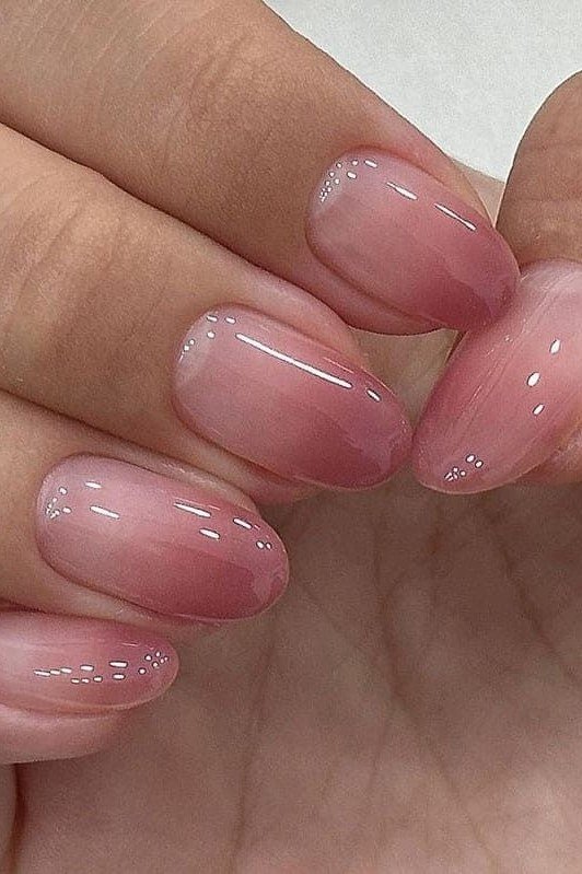 Short Rounded Dusty Rose Ombre Nails for women over 50