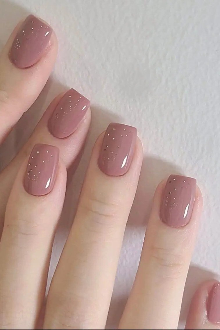 Matte Mauve Short Square Nails for women over 50