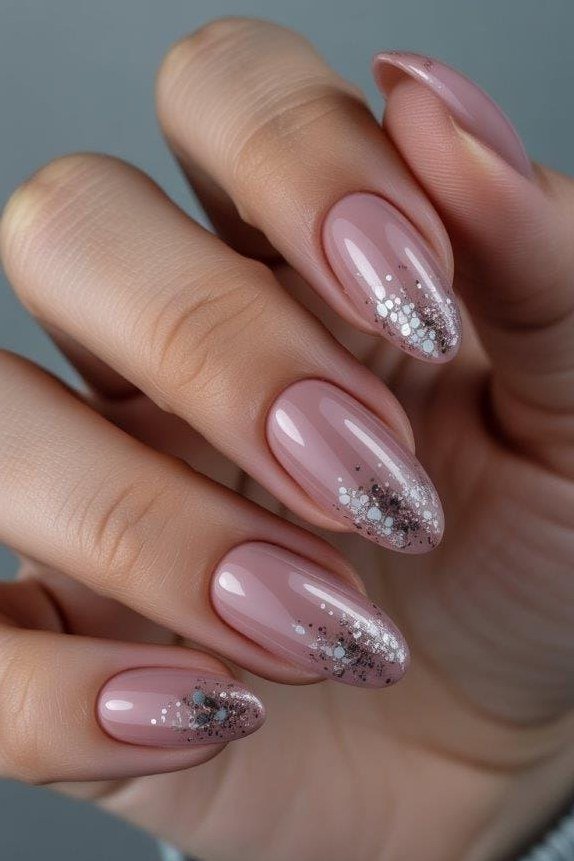 Mauve Chrome Almond Nails for women over 50