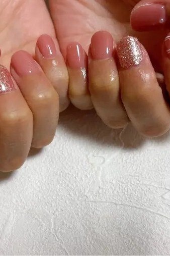 Dusty Rose Nails with a Plaid Line Accent for women over 50