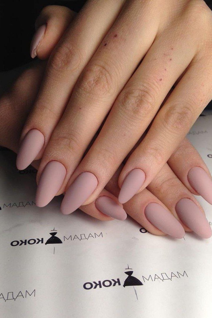 Soft Satin Dusty Rose Almond Nails for women over 50