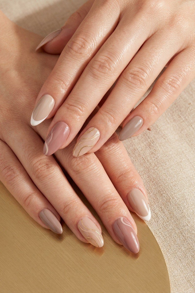Pink Nude Gradient Almond Nails - elegant almond nail idea for women over 60