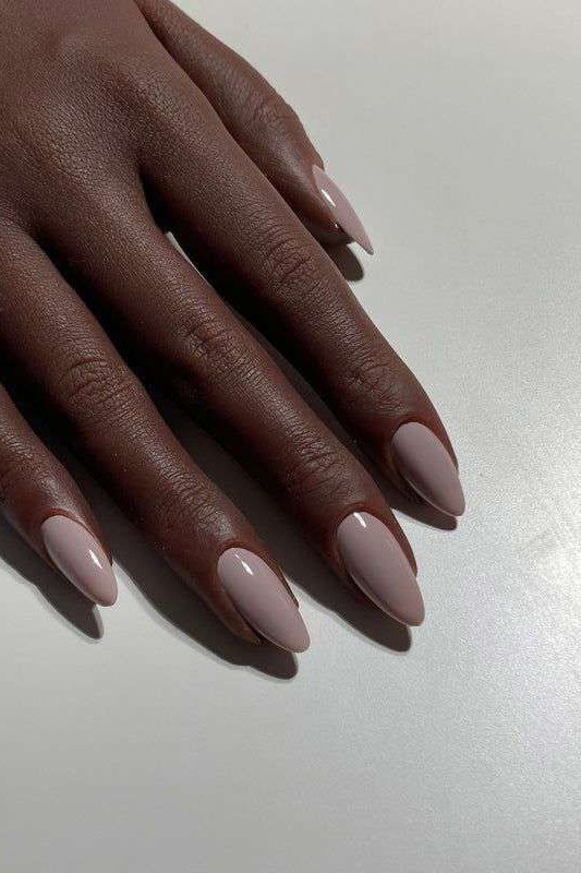 Taupe Almond Nails on Deep Skin - elegant almond nail idea for women over 60