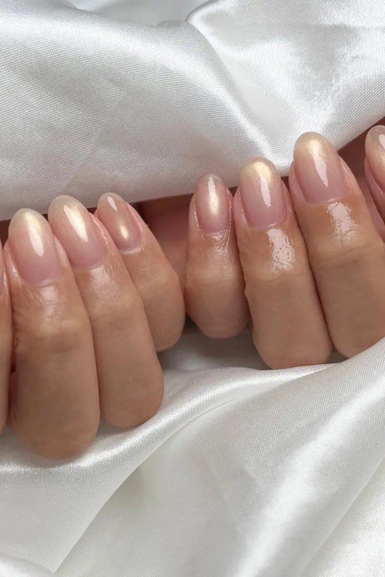 Pink Chrome Almond Nails - elegant almond nail idea for women over 60